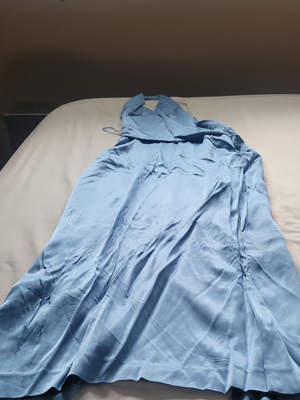 Zara Light Blue Satin Slip Robe